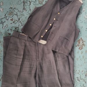 Structure Mens Linen Vest and Pant Suit SET 38R